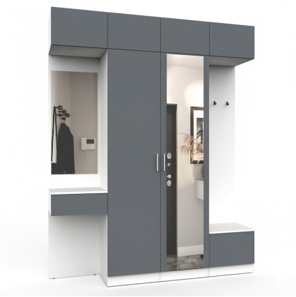 Набор мебели для прихожей "Марсель-211" МР 01-211 В2490 Ш2000 Г420 (ЛДСП Графит серый) Набор мебели для прихожей "Марсель-211" МР 01-211 В2490 Ш2000 Г420 (ЛДСП Графит серый)